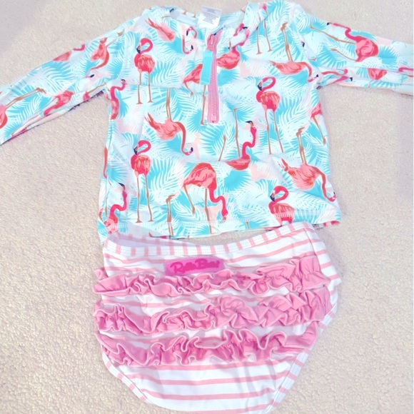 Ruffle Butts Flamingo Bathing Suit 3T - Picture 1 of 5